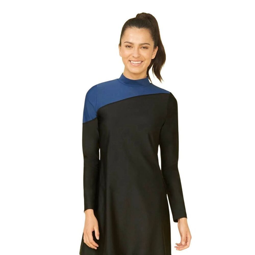 Summersalt Swim Tunic Mini Dress Long Sleeve Sun Shield Black Blue XL - Picture 2 of 10